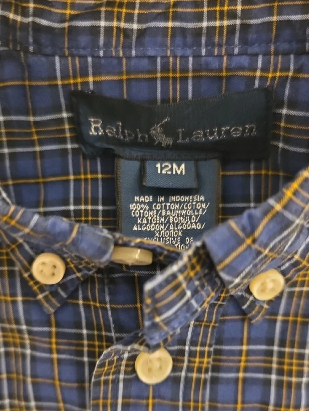 Ralph Lauren Toddler Boys Blue Plaid Button-Down Shirt